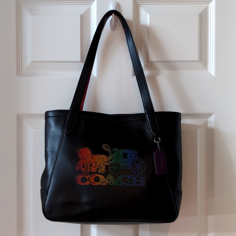 Coach Ombre Embossed Horse and Carriage Leather Tote Black C7221
